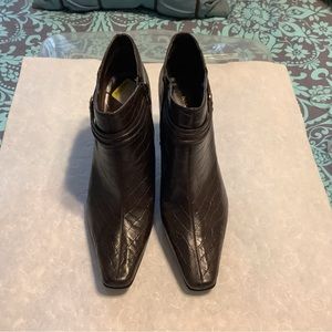 Nine West Dark Brown Crocodile Pattern Booties